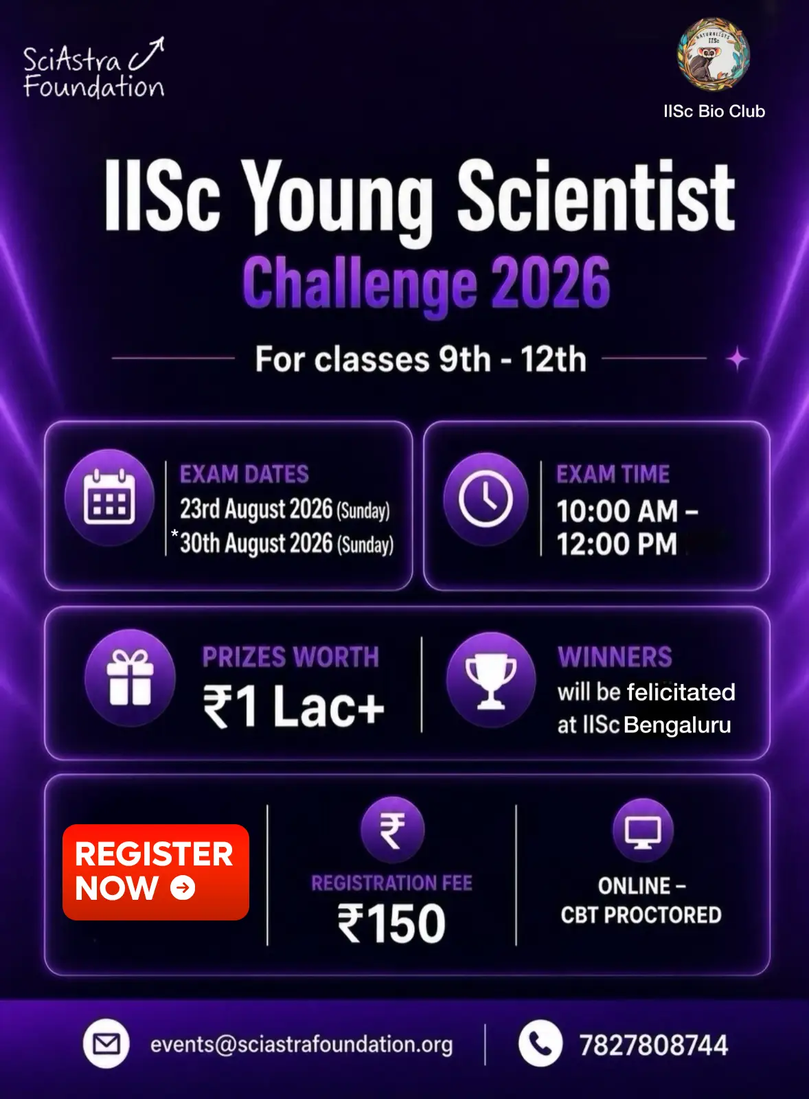 IISc young scientist challenge